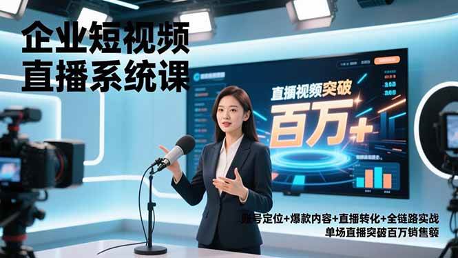 （16878期）企业短视频直播系统课，账号定位+爆款内容+直播转化+全链路实战，单场直播突破百万销售额-甄选网创