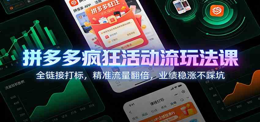 拼多多疯狂活动流玩法课：全链接打标，精准流量翻倍，业绩稳涨不踩坑-甄选网创