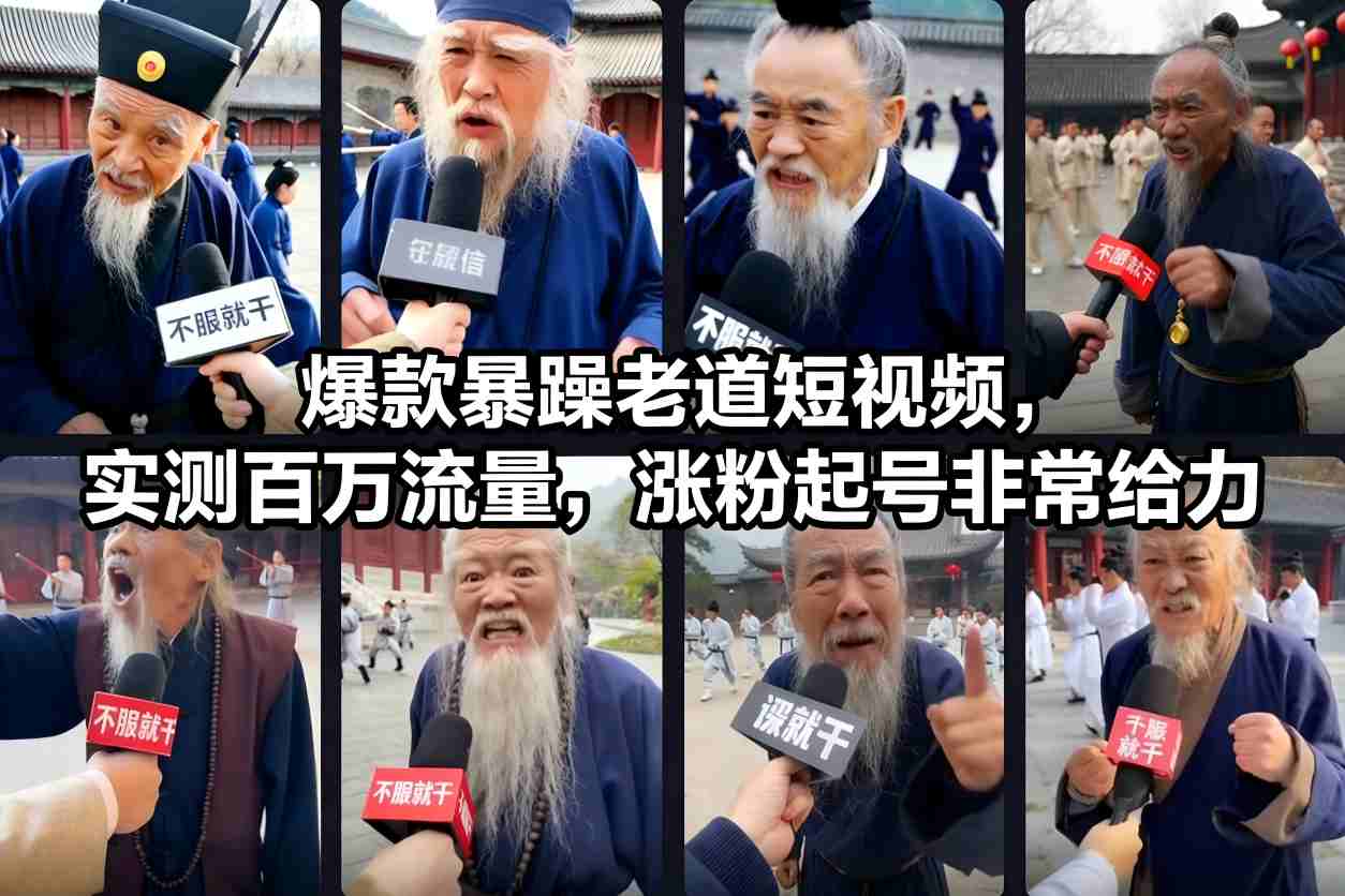 爆款暴躁老道短视频，实测百万流量，涨粉起号非常给力-甄选网创