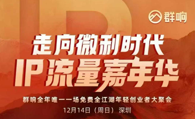 2025ip嘉年华万人12月14深圳线下课，走向微利时代，IP流量嘉年华，实操性极强的商业干货课-甄选网创