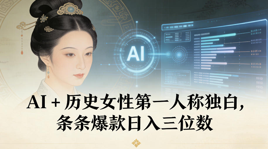 AI+历史女性第一人称独白，条条爆款日入三位数-甄选网创