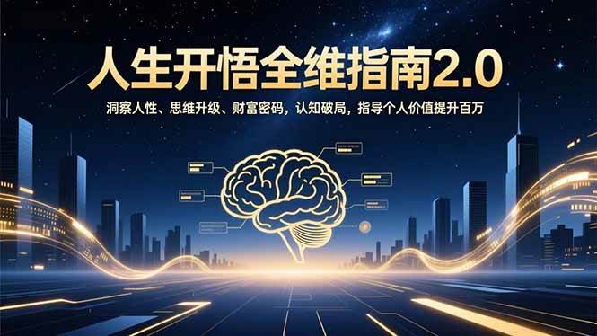 （16898期）人生开悟全维指南2.0：洞察人性、思维升级、财富密码，认知破局，指导个人价值提升百万-甄选网创