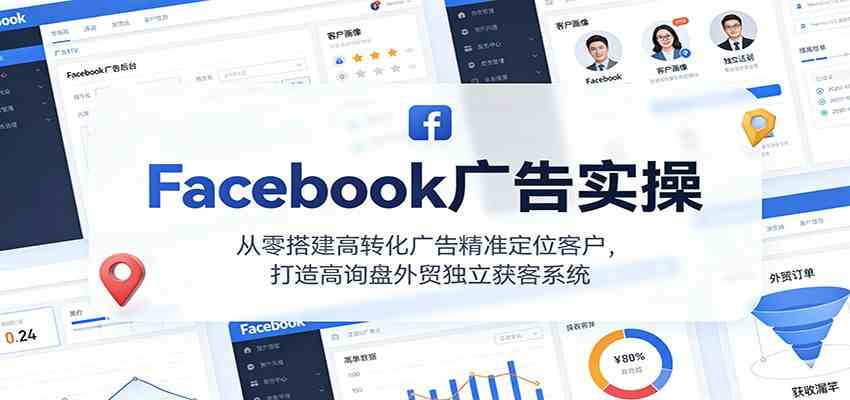 Facebook广告实操，从零搭建高转化广告精准定位客户，打造高询盘外贸独立获客系统-甄选网创