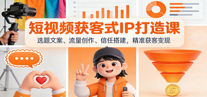短视频获客式IP打造课：选题文案、流量创作、信任搭建，精准获客变现-甄选网创