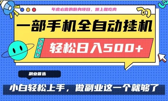 年底必做翻身项目，只需一部手机，每天操作十几分钟，轻松日入500+【揭秘】-甄选网创