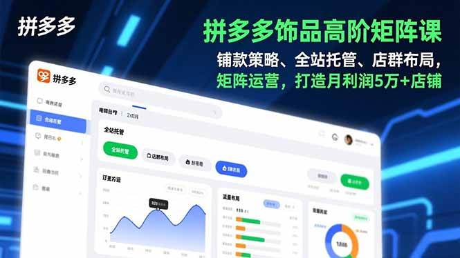 （16915期）拼多多饰品高阶矩阵课，铺款策略、全站托管、店群布局，矩阵运营，打造月利润5万+店铺-甄选网创