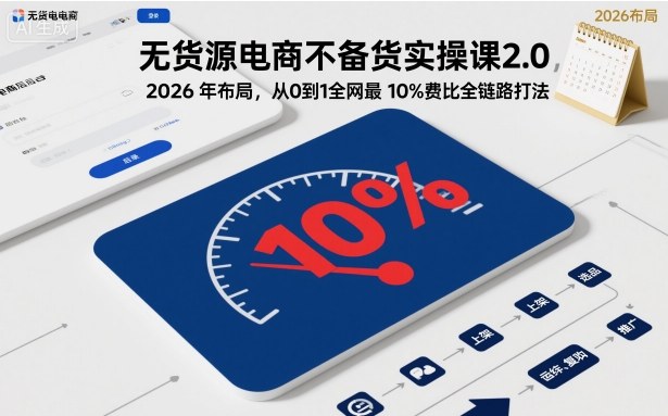 无货源电商不备货实操课2.0，2026年布局，从0到1全网最低10%费比全链路打法【更新】-甄选网创