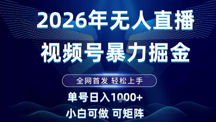 2026最新视频号无人直播掘金，全网首发，小白可以玩，长期稳定日入1k+【揭秘】-甄选网创