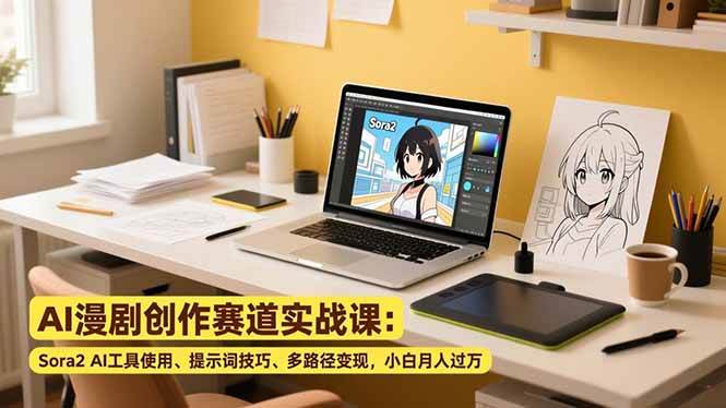 （16936期）AI漫剧创作赛道实战课：Sora2 AI工具使用、提示词技巧、多路径变现，小白月入过万-甄选网创