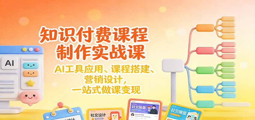 知识付费课程制作实战课：AI工具应用 、课程搭建、营销设计，一站式做课变现-甄选网创