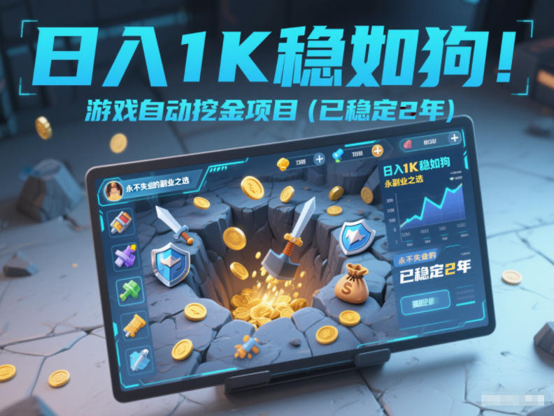 日入1K稳如狗！游戏自动挖金项目（已稳定2年），永不失业的副业之选【揭秘】-甄选网创