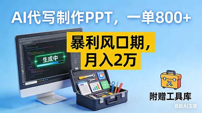 （16967期）AI代写制作PPT，一单800+， 暴利风口期，月入2万【附工具】-甄选网创