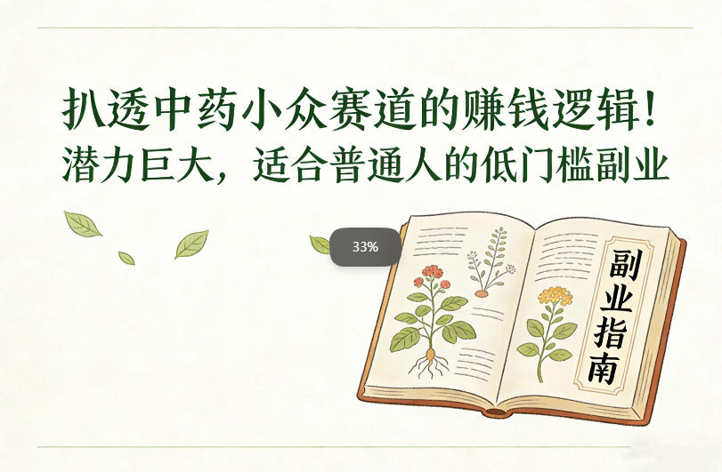 扒透中药小众赛道的賺米逻辑，潜力巨大，适合普通人的低门槛副业-甄选网创