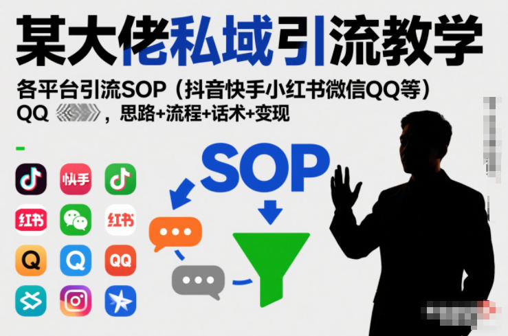 某大佬私域引流教学，各平台引流SOP（抖音快手小红书微信QQ等），思路+流程+话术+变现-甄选网创