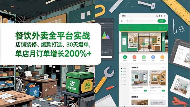 （16978期）餐饮外卖全平台实战，店铺装修、爆款打造、30天爆单，手把手教学，单店月订单增长200%+-甄选网创
