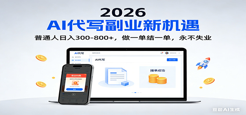 2026 副业首选！AI 代写日入 300-800，普通人0门槛，做一单结一单！-甄选网创