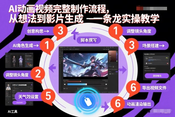 AI动画视频完整制作流程，从想法到影片生成一条龙实操教学-甄选网创