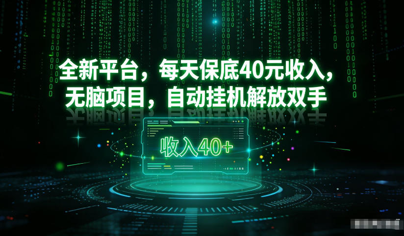 最新看广平台，每天保底30-4米，无脑项目，自动挂G解放双手【揭秘】-甄选网创