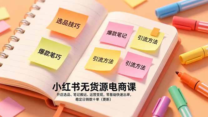 （17018期）小红书无货源电商课，开店选品、笔记搬运、运营变现，零基础快速出单，稳定日销数十单（更新）-甄选网创
