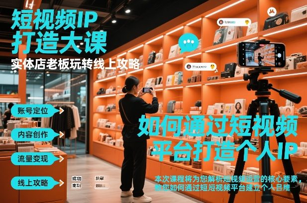 短视频ip打造大课，实体店老板玩转线上攻略-甄选网创
