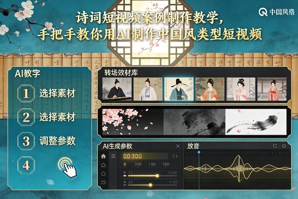 古诗词短视频案例制作教学，手把手教你用AI制作中国风类型短视频-甄选网创