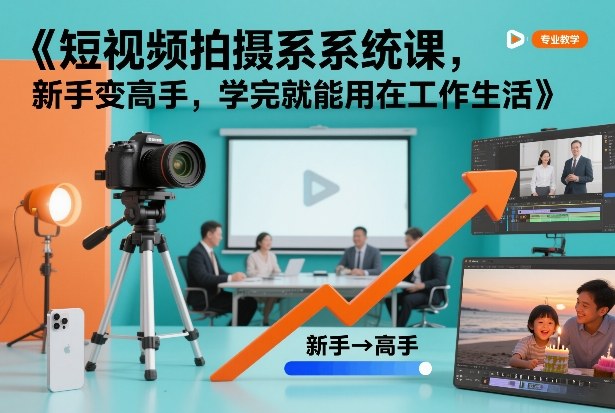短视频拍摄系统课，新手变高手，学完就能用在工作生活-甄选网创
