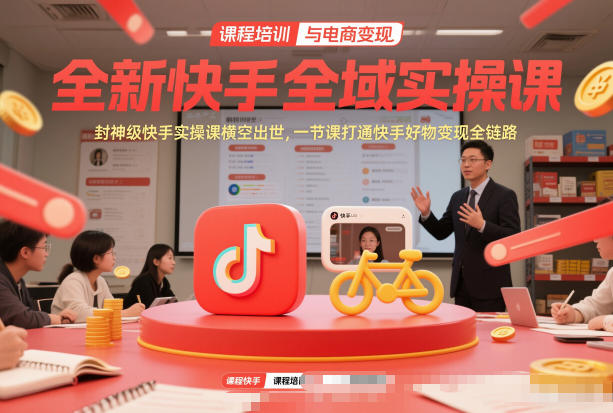 全新快手全域实操课，封神级快手实操课横空出世，一节课打通快手好物变现全链路-甄选网创