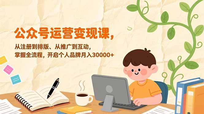 （17067期）公众号运营变现课，从注册到排版、从推广到互动，掌握全流程，开启个人品牌月入30000+-甄选网创