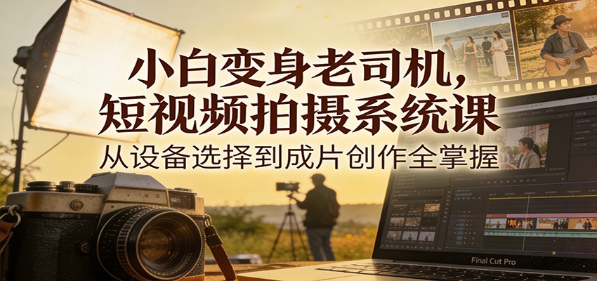 小白变身老司机，短视频拍摄系统课，从设备选择到成片创作全掌握-甄选网创
