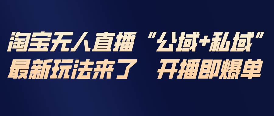 （17098期）淘宝无人直播最新玩法，包含私域和公域两种玩法-甄选网创