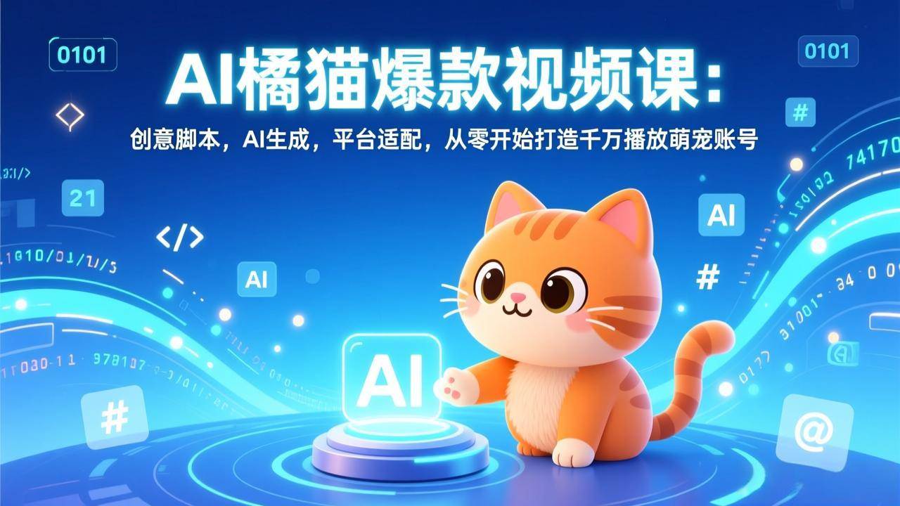 （17091期）AI橘猫爆款视频课：创意脚本，AI生成，平台适配，从零开始打造千万播放萌宠账号-甄选网创