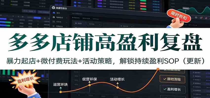 多多店铺高盈利复盘：暴力起店+微付费玩法+活动策略，解锁持续盈利SOP（更新）-甄选网创