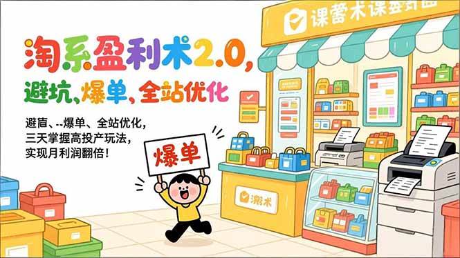 （17127期）淘系盈利术2.0，避坑、爆单、全站优化，三天掌握高投产玩法，实现月利润翻倍！-甄选网创