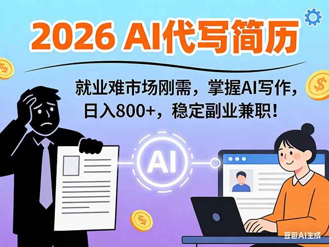 （17119期）AI代写简历，超暴利，用万能模板月入1-3万实战教程，2026年市场刚需！-甄选网创