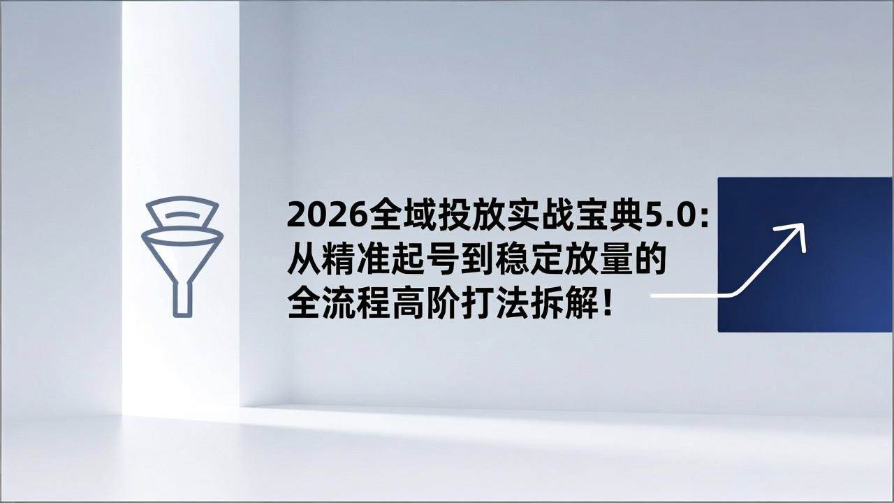 （17156期）2026全域投放实战宝典5.0：从精准起号到稳定放量的全流程高阶打法拆解！-甄选网创