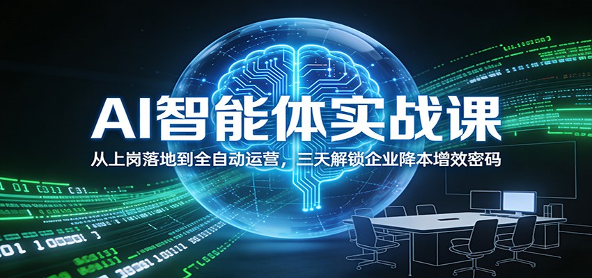AI智能体实战课：从上岗落地到全自动运营，三天解锁企业降本增效密码-甄选网创