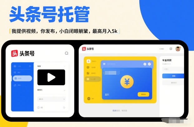 头条号AI托管，我提供视频，你发布，小白闭眼躺賺，最高月入5k+【揭秘】-甄选网创