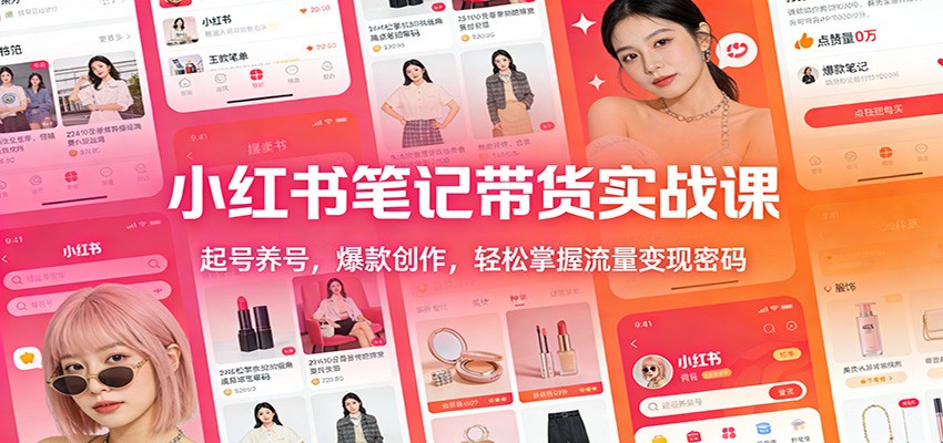 小红书笔记带货实战课：起号养号，爆款创作，轻松掌握流量变现密码-甄选网创