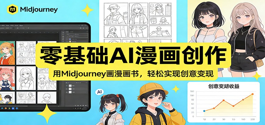 零基础AI漫画创作：用Midjourney画漫画书，轻松实现创意变现-甄选网创
