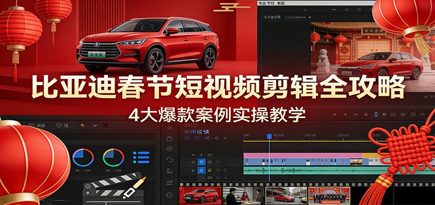 比亚迪春节短视频剪辑全攻略，4大爆款案例实操教学-甄选网创