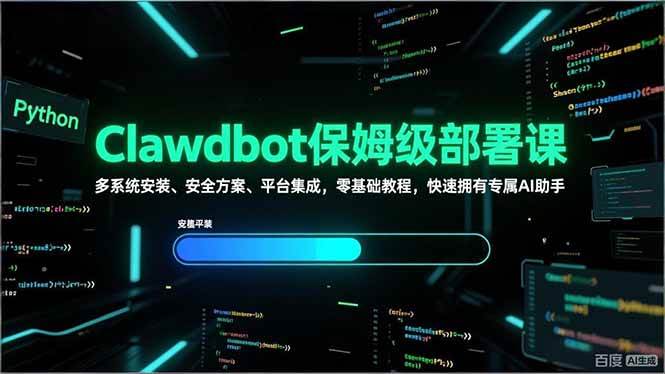 （17343期）Clawdbot保姆级部署课，多系统安装、安全方案、平台集成，零基础教程，快速拥有专属AI助手-甄选网创