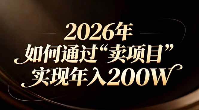 （17309期）站在2026年的十字路口：一个普通人如何通过卖项目实现年入200万-甄选网创