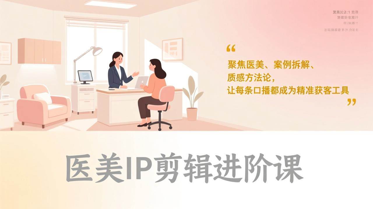 （17303期）医美IP剪辑进阶课，聚焦医美、案例拆解、质感方法论，让每条口播都成为精准获客工具-甄选网创