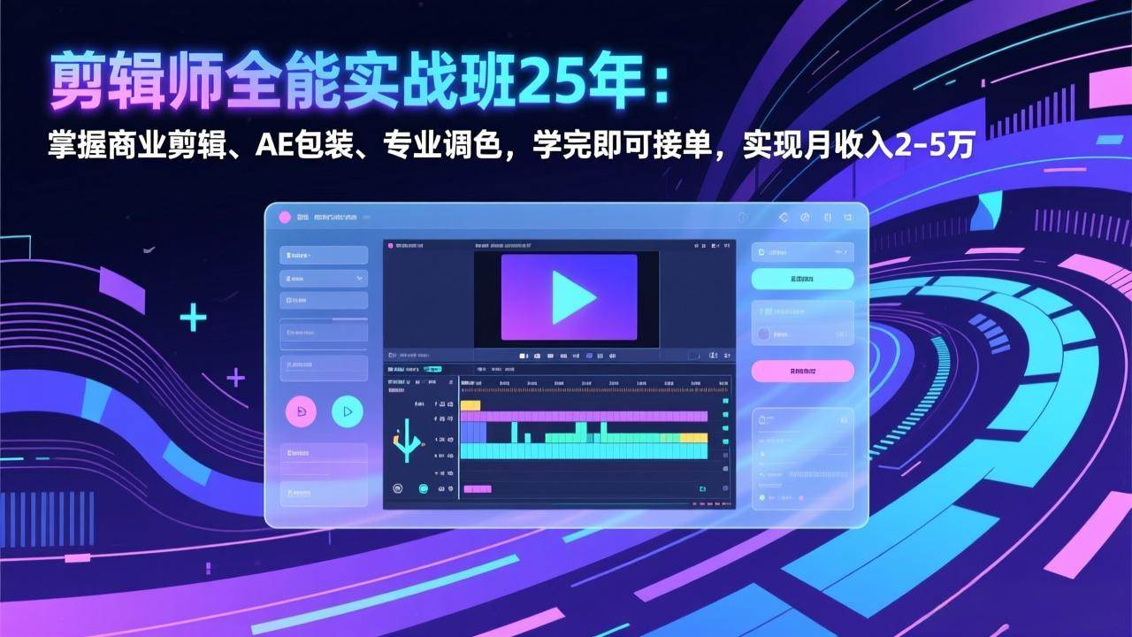 （17294期）剪辑师全能实战班25年：掌握商业剪辑、AE包装、专业调色，学完即可接单，实现月收入2-5万-甄选网创