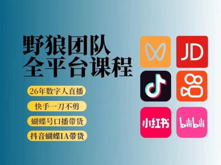 野狼团队2026新版全平台短视频带货教学，打开流量突破口，开始Ai带货（更新26年3月）-甄选网创
