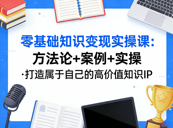 零基础知识变现实操课，方法论+案例+实操，打造属于自己的高价值知识IP-甄选网创