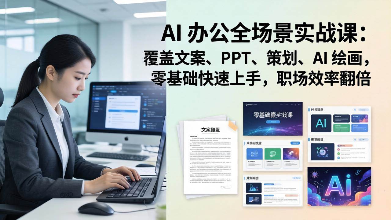 （17732期） AI 办公全场景实战课：覆盖文案、PPT、策划、AI 绘画，零基础快速上手，职场效率翻倍-甄选网创