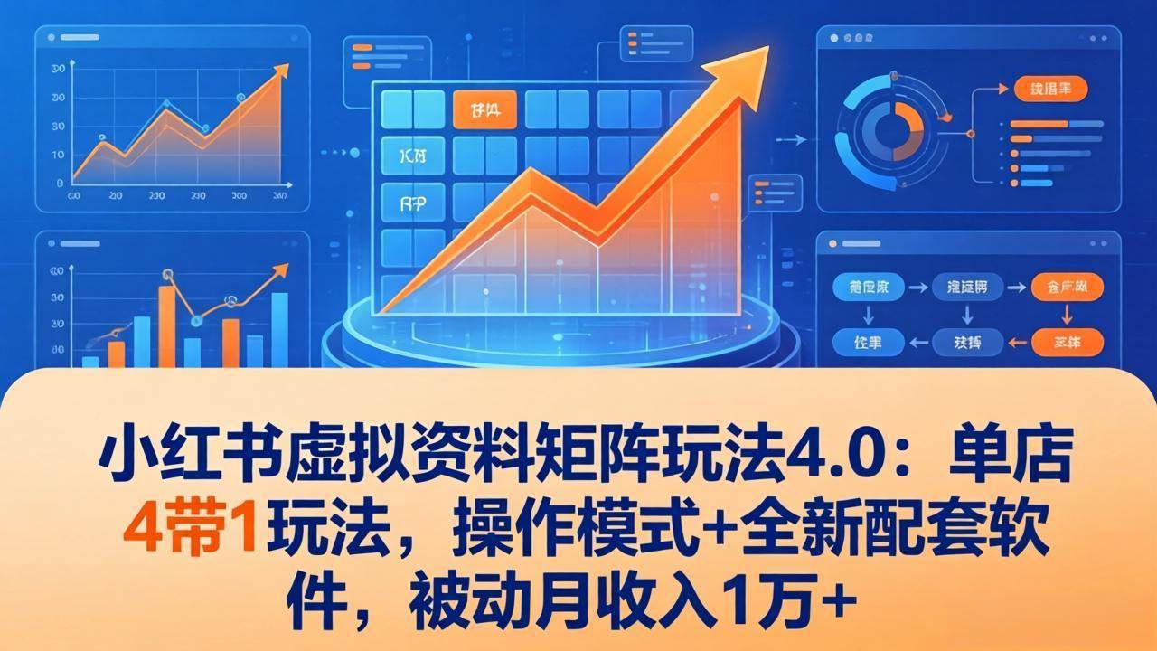 （17730期）小红书虚拟资料矩阵玩法4.0：单店4带1玩法，操作模式+全新配套软件，被动月收入1万+-甄选网创