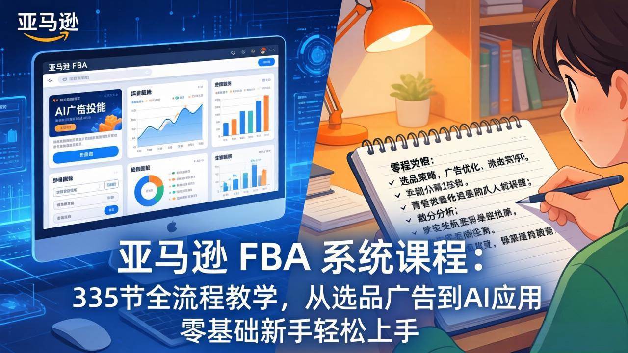 （17744期）亚马逊 FBA 系统课程（更新26年3月）335节全流程教学，从选品广告到AI应用，零基础新手轻松上手-甄选网创