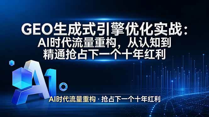 （17708期）GEO 生成式引擎优化实战：AI时代流量重构，从认知到精通抢占下一个十年红利-甄选网创